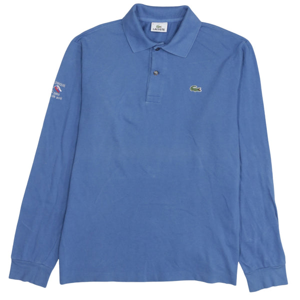 Lacoste 90's Long Sleeve Quarter Button Polo Shirt Large  Blue