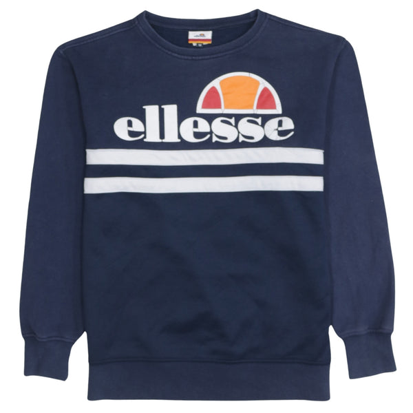 Ellesse 90's Spellout Crew Neck Sweatshirt Medium Navy Blue