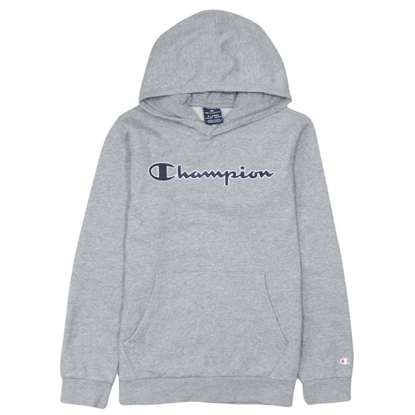 Champion 90's Spellout Pullover Hoodie XLarge Grey