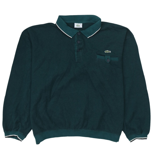Lacoste 90's Long Sleeve Quarter Button Polo Shirt XXLarge  Green