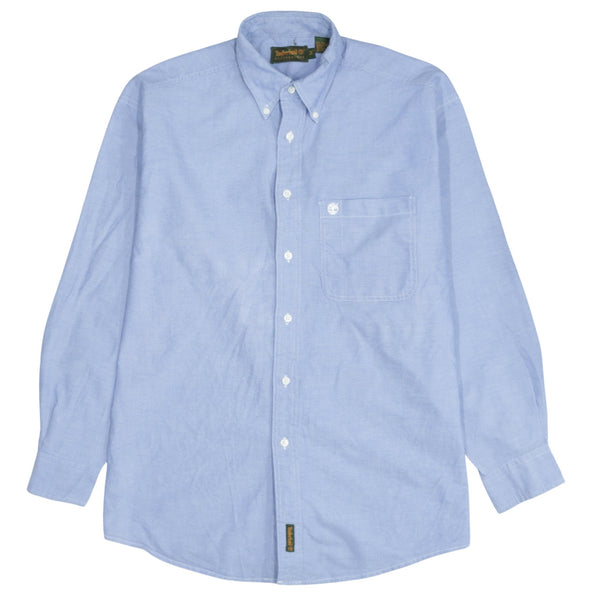 Vintage Timberland 90's Blue Long Sleeve Button Up Shirt Men's Medium