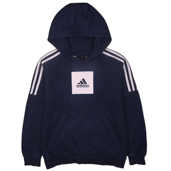 Adidas 90's Vintage Spellout Navy Pullover Hoodie Women's Large