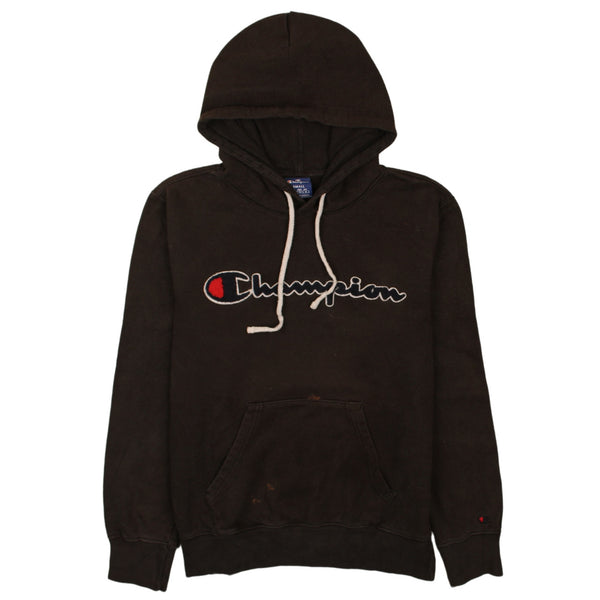 Champion 1990s Black Spellout Pullover Hoodie - Men's Small