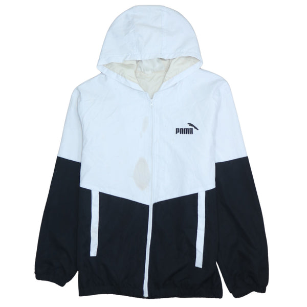 Puma 90's Hooded Full Zip Up Windbreaker Jacket Medium Black