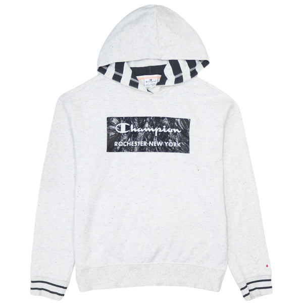 Champion 90's Spellout Pullover Hoodie XXLarge White Cotton