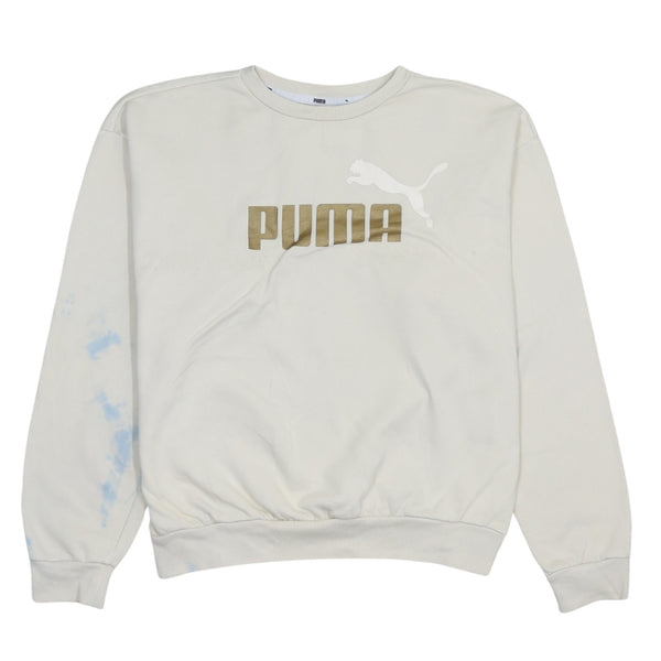 Puma 90's Spellout Crew Neck Sweatshirt Small Beige Cream
