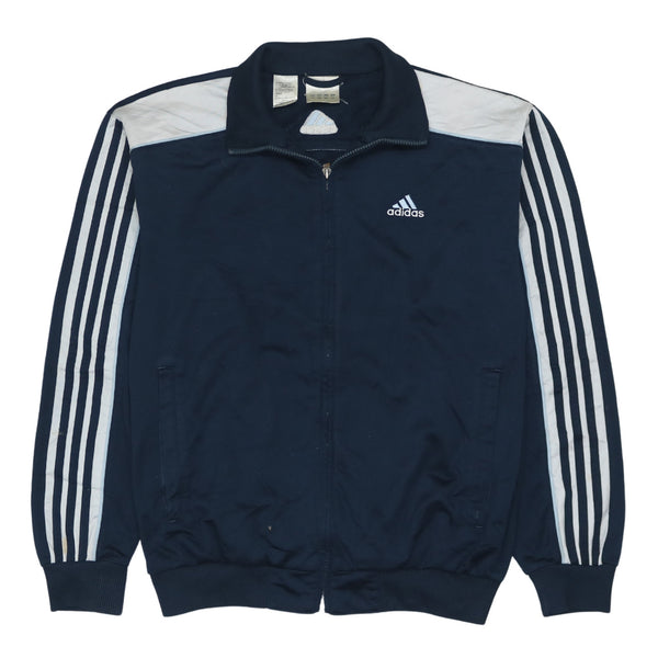 Adidas Vintage 90's Navy Blue Striped Sleeve Full Zip Sweatshirt Large