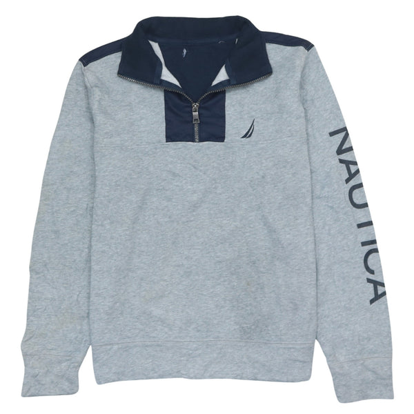 Vintage Nautica 90's Grey Lightweight Quarter Zip Sweatshirt Large