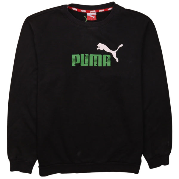 Puma 90's Black Spellout Crew Neck Sweatshirt XXLarge 2XL Vintage