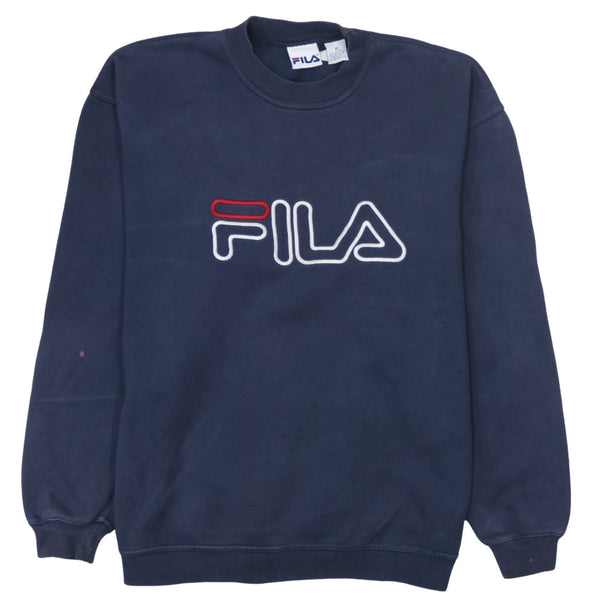 Fila 90's Spellout Crew Neck Sweatshirt Medium Navy Blue