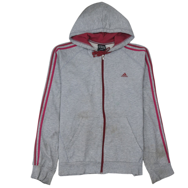 Adidas 90's Striped Sleeve Full Zip Up Hoodie XLarge Grey
