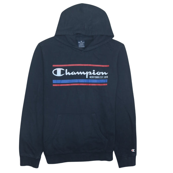 Vintage Champion 90's Navy Spellout Pullover Hoodie Medium