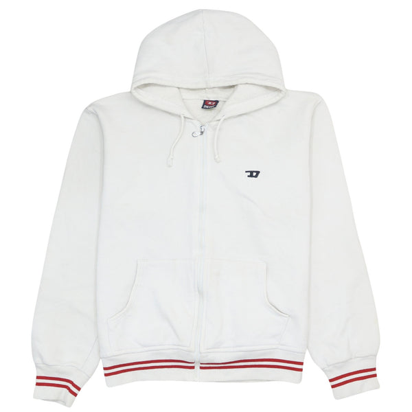 Diesel 90's Men's Large White Drawstring Pocket Hoodie