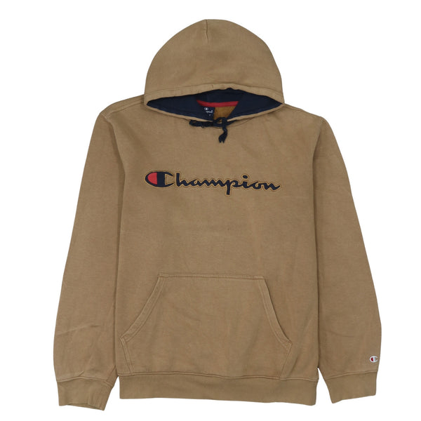 Champion 90's Spellout Pullover Hoodie XLarge Tan Brown