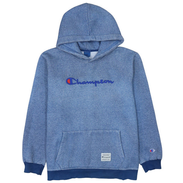 Champion 90's Spellout Pullover Hoodie Medium  Blue