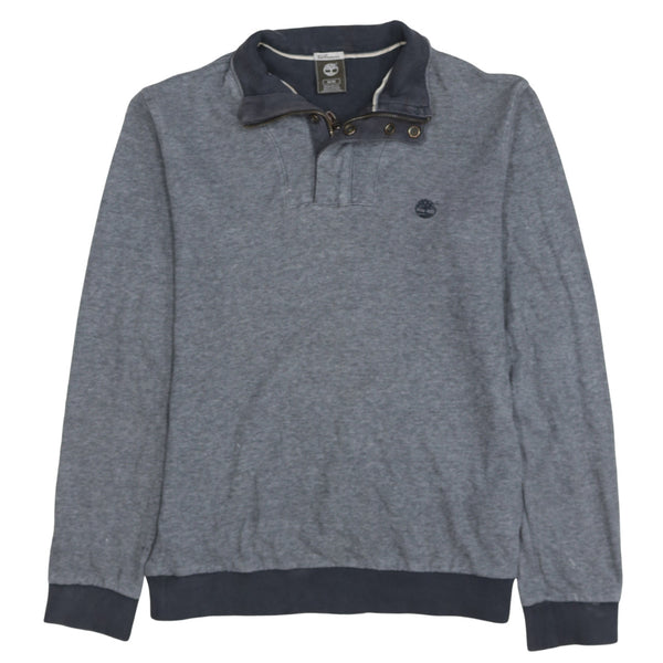 Timberland 90's Long Sleeve Quarter Zip Polo Shirt Medium Grey
