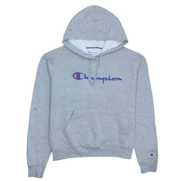 Champion Men's Small 90s Vintage Grey Spellout Pullover Hoodie
