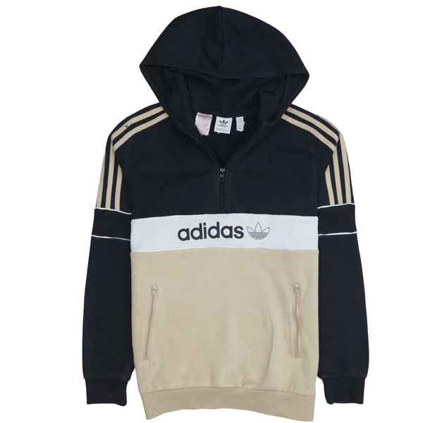 Adidas 90's Striped Sleeve Pullover Hoodie XLarge Beige Cream