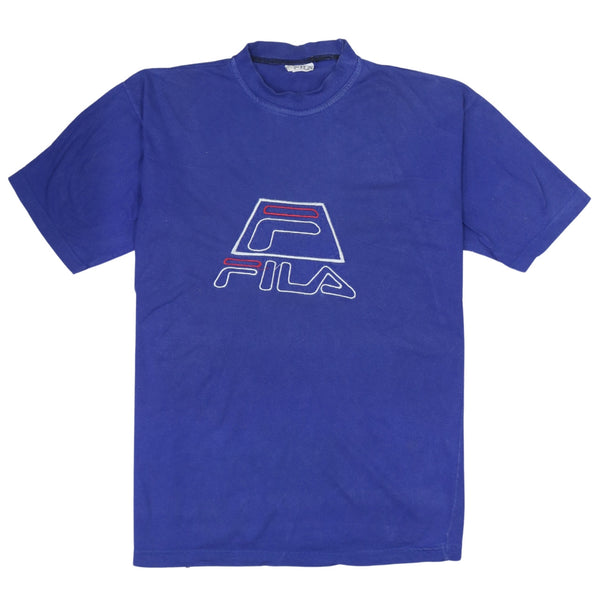 Fila 90's Vintage Spellout T-Shirt XLarge Blue Short Sleeves