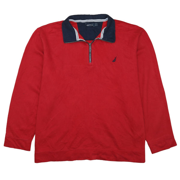 Vintage Nautica 90's Heavyweight Quarter Zip Sweatshirt XXLarge Red
