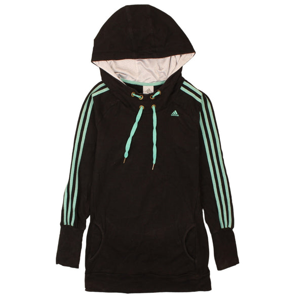 Adidas 90s Black Striped Sleeve Women's Hoodie Pullover Small Size