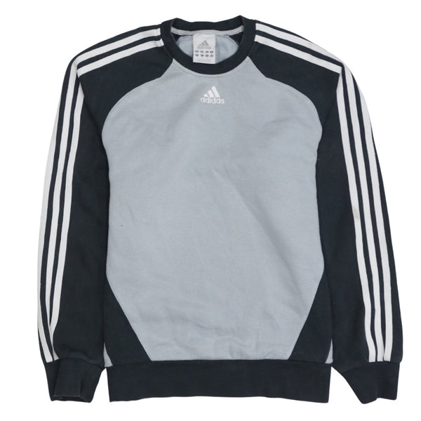 Adidas 90's Striped Sleeve Crew Neck Sweatshirt Small Grey