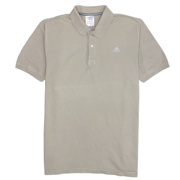 Adidas 90's Short Sleeves Quarter Button Polo Shirt Large Beige Cream
