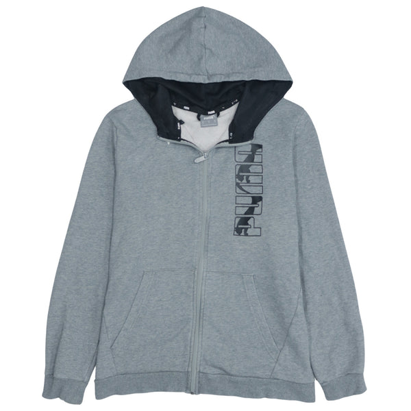 Puma Vintage 90's Grey Hoodie with Drawstring Pockets - Men's Medium