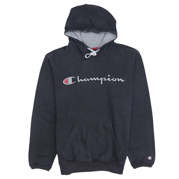 Champion 90's Spellout Pullover Hoodie Small Black