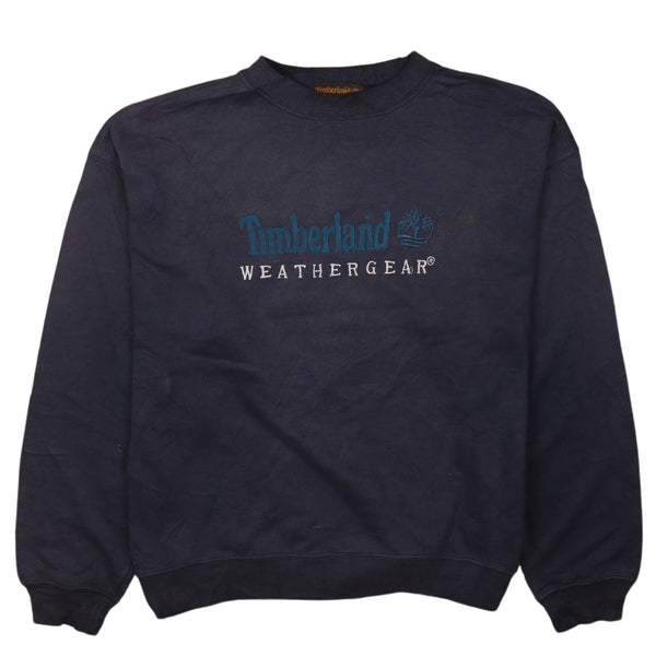 Timberland 90's Spellout Crew Neck Sweatshirt XLarge Navy Blue