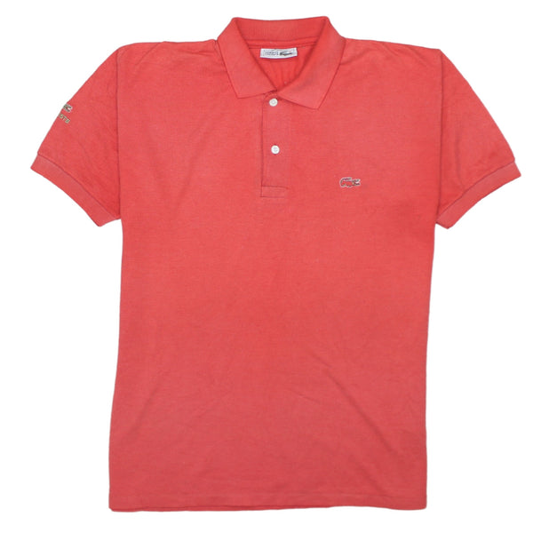 Lacoste 90's Short Sleeves Quarter Button Polo Shirt Medium  Red