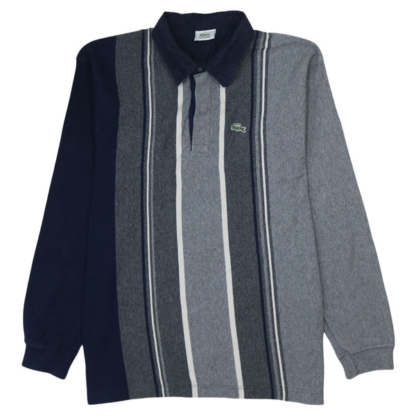 Lacoste 90's Long Sleeve Quarter Button Polo Shirt Large Grey