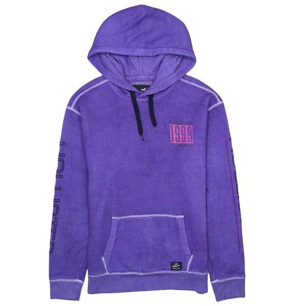 Retro 90's Drawstring Pockets Pullover Hoodie Large Purple