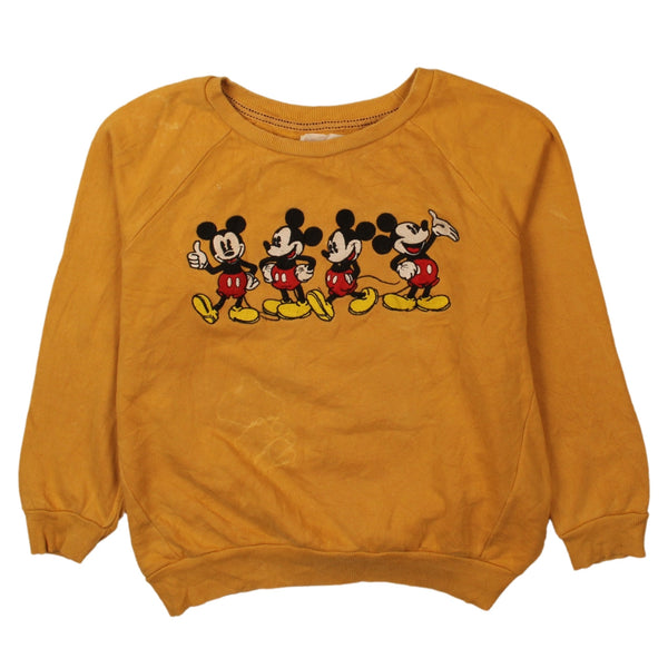 Vintage Disney 90's Mickey Mouse Sweatshirt Large Yellow Crew Neck