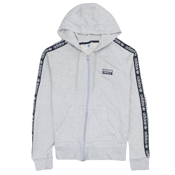 Adidas Vintage 90's Medium Grey Full Zip Hoodie with Drawstring Pockets