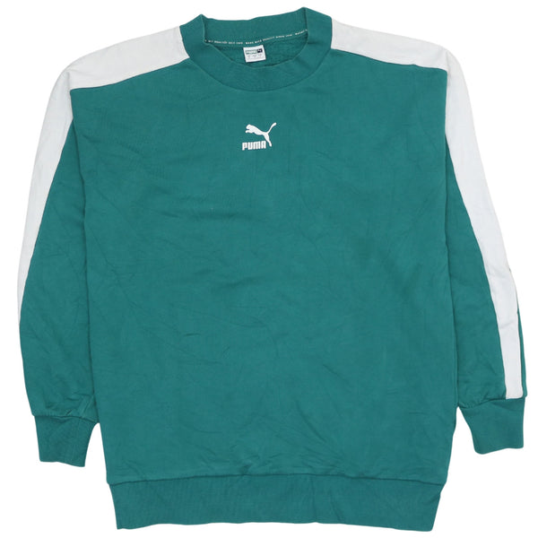 Puma 90's Vintage Green Heavyweight Crew Neck Sweatshirt Small