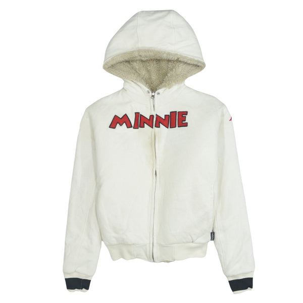 Disney 90's Minnie Zip Hoodie Medium Beige Cream Vintage Cotton