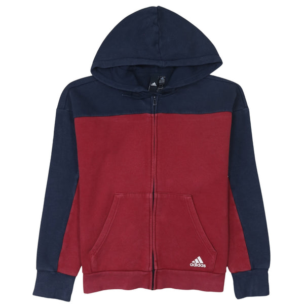 Adidas 90's Drawstring Pockets Full Zip Up Hoodie Small Navy Blue