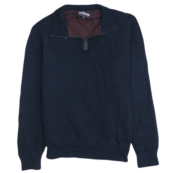 Vintage Barbour 90's Navy Blue Quarter Zip Sweatshirt, Men's Large