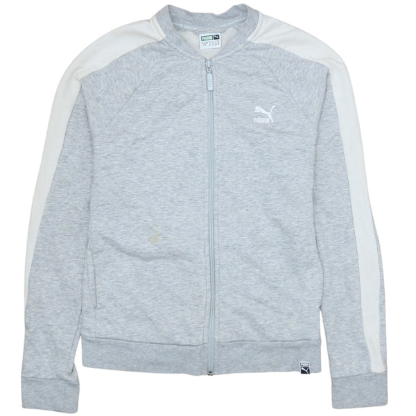 Puma 90s Vintage Heavyweight Grey Sweatshirt Small Full Zip Up
