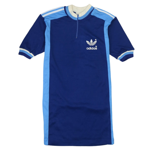 Adidas 90s Vintage Men's Small Blue Cotton Quarter Zip T-Shirt