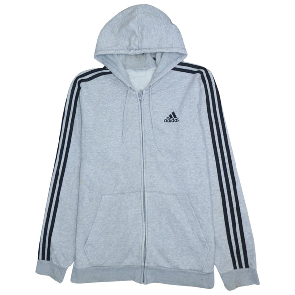Adidas Vintage 90's Grey Striped Sleeve Large Hoodie