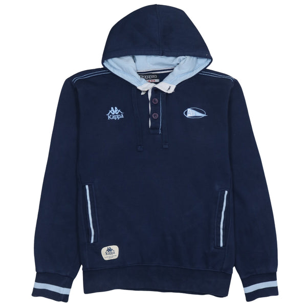 Kappa 90's Lightweight Quarter Button Hoodie XLarge Navy Blue