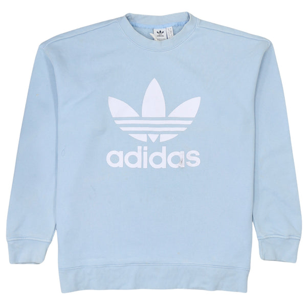 Adidas 90's Vintage Blue Spellout Crewneck Sweatshirt Small Cotton