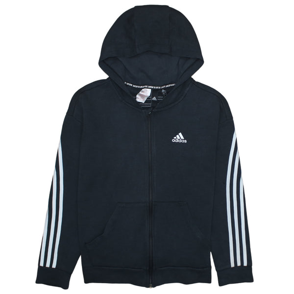 Adidas 90's Striped Sleeve Full Zip Up Hoodie XLarge Black