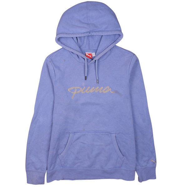 Puma Women's Large 90's Vintage Blue Spellout Pullover Hoodie