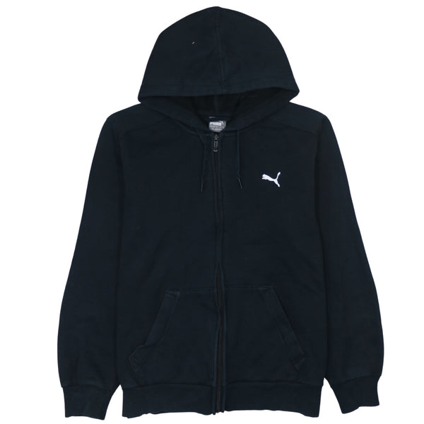 Puma Vintage 90's Black Full Zip Hoodie Medium with Drawstring Pockets