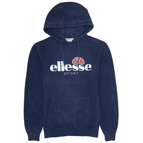 Ellesse 90's Vintage Navy Blue Spellout Pullover Hoodie - Women's Large