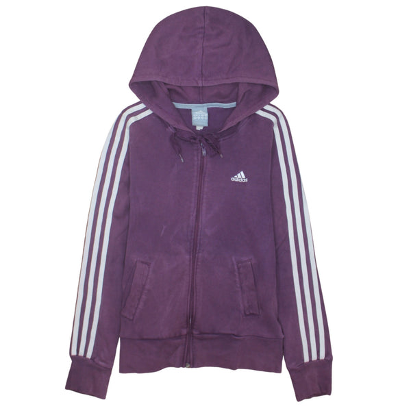 Adidas 90's Striped Sleeve Full Zip Up Hoodie Small Purple