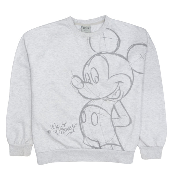 Disney 90's Mickey Mouse Crew Neck Sweatshirt Medium Grey